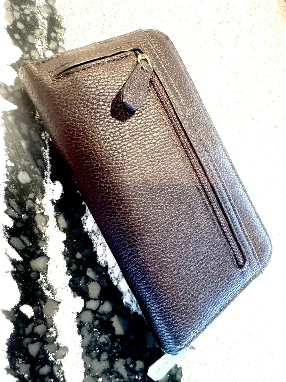 Liz Claiborne Leather Zip-Around Wallet - Brown